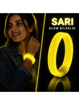 Starseven Sarı Kalın Glow Bileklik – Kırılarak Yanan Parti Festival Bilekliği