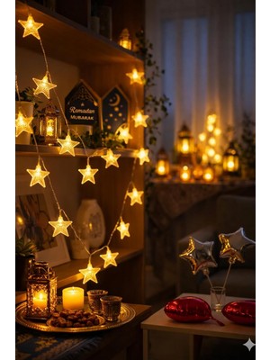 Starseven 1,5 Metre Pilli LED Işık, Sari Işıklar Peri Işıkları Aydınlatmalı Şerit LED Ramazan Süsü LED Işık Ş