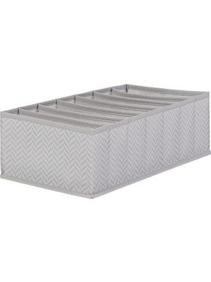 Starseven Textile 7 Bölmeli Gri Balıksırtı Çekmece Düzenleyici 22 x 41,5 x 12 cm
