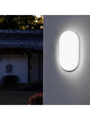 Starseven Aydos Oval Beyaz LED Nemliyer Armatür – IP65 Su Geçirmez Tavan/duvar Lambası, 6500K Beyaz Işık,