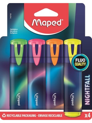 Starseven Maped Fosforlu Kalemler Nightfall 4'lü