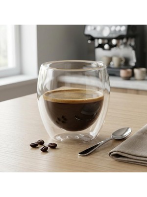Starseven Deconox Çift Cidarlı Borosilikat Cam Kupa - 250 ml Isıya Dayanıklı, El Yakmayan Terleme Yapmayan