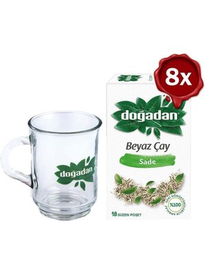 Starseven Doğadan Beyaz Çay Sade 28 G x 8 Doğadan Cam Bardak Hediyeli