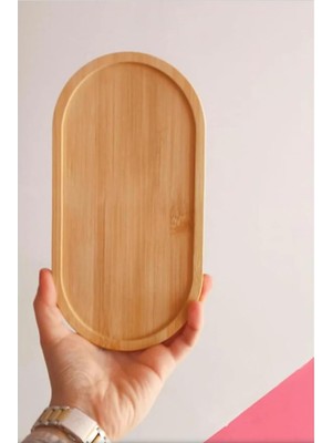 Starseven Bambu Oval Sunum Servis Tepsisi, 23,5 x 12 Cm, Bej
