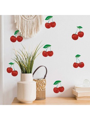 Starseven Tempaper Kiraz Soyma Yapıştır Duvar Çıkartmaları, Kırmızı