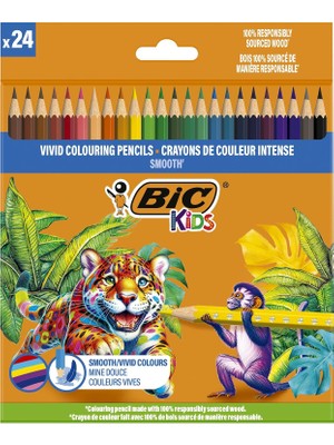 Starseven Bic Smooth Ahşap Kuru Boya Kalemi 24 Renk, Ahşap Kuru Boya,altıgen Gövde, 5 Yaş Üzeri Için Ideal, C