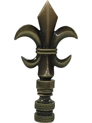 Starseven Designs Fleur De Lis 8,25 cm Abajur Ucu Abajur, Antik Pirinç