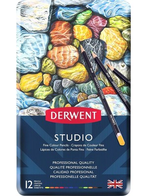 Starseven Derwent Studıo Kuru Kalem Seti - 12 Renk Metal Kutulu