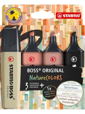 Starseven Stabilo Original Naturecolors - Fosforlu Kalem - 4'lü Paket - Çeşitli Renkler
