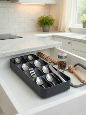 Starseven Beylini 9 Bölmeli Çekmece Içi Kaşıklık Dolap Içi Organizer Pratik Çatal Kaşık Düzenleyici Yen