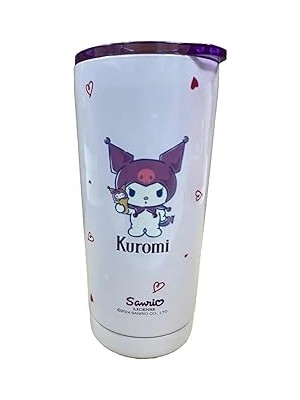 Starseven Miniso Sanrio Kuromi Paslanmaz Çelik Bardak Dekoratif Kılıflı 550 ml