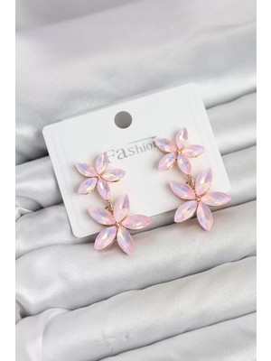 Uravas Store Pembe Kristal Çiçek Küpe TJ-BKP11907