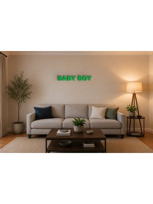 Boyutron Baby Boy Modern 3D Baskı Dekoratif Duvar Yazısı Tablo - Green - 15 cm Yükseklik