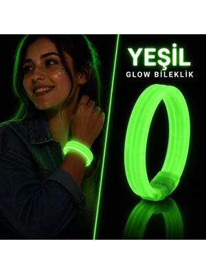 Uravas Store Yeşil Kalın Glow Bileklik – Kırılarak Yanan Parti ve Festival Bilekliği