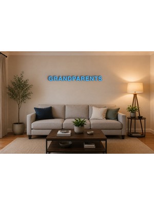 Boyutron Grandparents Modern 3D Baskı Dekoratif Duvar Yazısı Tablo - Sky Bkue - 15 cm Yükseklik