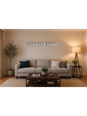 Boyutron Forever Home Modern 3D Baskı Dekoratif Duvar Yazısı Tablo - White - 15 cm Yükseklik