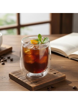 Starseven Deconox Çift Cidarlı (Double Wall) Cam Bardak - 250 ml Isıya Dayanıklı Cappuccino, Çay Kahve Bar