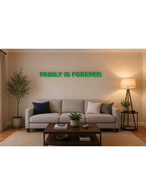Boyutron Famıly Is Forever Modern 3D Baskı Dekoratif Duvar Yazısı Tablo - Green - 15 cm Yükseklik