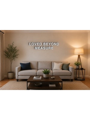 Boyutron Loved Beyond Measure Modern 3D Baskı Dekoratif Duvar Yazısı Tablo - White - 15 cm Yükseklik