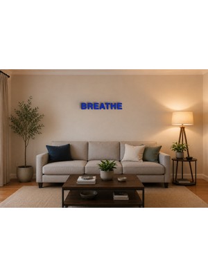 Boyutron Breathe Modern 3D Baskı Dekoratif Duvar Yazısı Tablo - Navy Blue - 15 cm Yükseklik