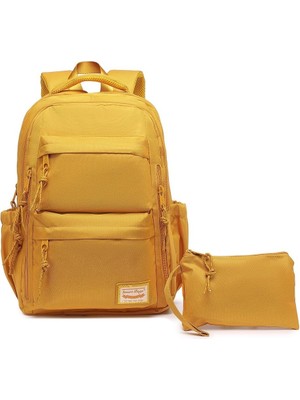 Starseven Bags Okul Sırt Çantası, Büyük Boy, Hardal, Üniseks, Genç, Kanvas, 40L, Kalemlik Hediyeli, 44X