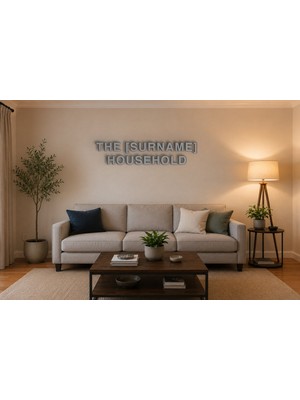 Boyutron The [surname] Household Modern 3D Baskı Dekoratif Duvar Yazısı Tablo - Grayy - 15 cm Yükseklik