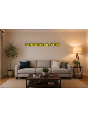 Boyutron Kındness Is Free Modern 3D Baskı Dekoratif Duvar Yazısı Tablo - Yellow - 15 cm Yükseklik