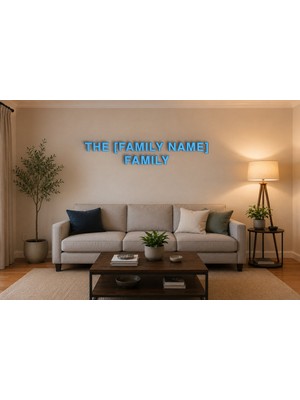 Boyutron The [famıly Name] Famıly Modern 3D Baskı Dekoratif Duvar Yazısı Tablo - Sky Bkue - 15 cm Yükseklik