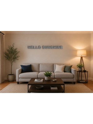 Boyutron Hello Sunshıne Modern 3D Baskı Dekoratif Duvar Yazısı Tablo - Grayy - 15 cm Yükseklik