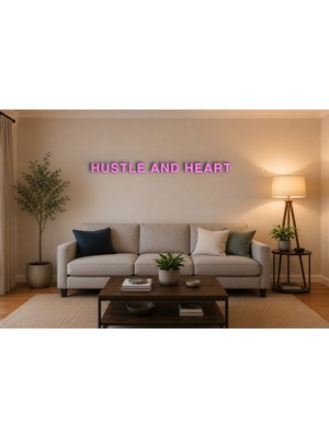 Boyutron Hustle And Heart Modern 3D Baskı Dekoratif Duvar Yazısı Tablo - Pink - 15 cm Yükseklik