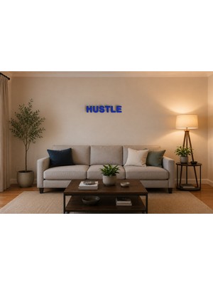 Boyutron Hustle Modern 3D Baskı Dekoratif Duvar Yazısı Tablo - Navy Blue - 15 cm Yükseklik