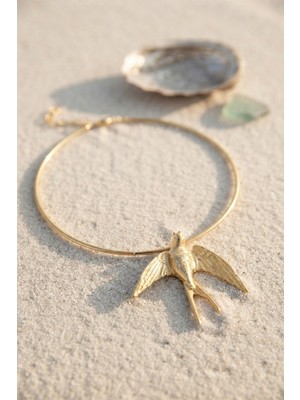 Twin Store Kırlangıç Model Gold Renk Choker Kadın Kolye