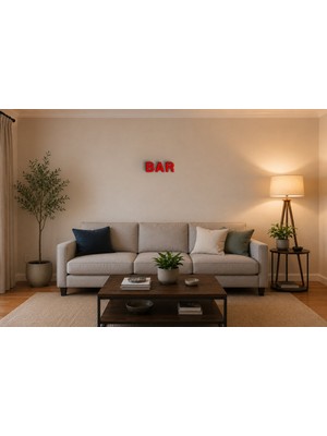 Boyutron Bar Modern 3D Baskı Dekoratif Duvar Yazısı Tablo - Red - 15 cm Yükseklik