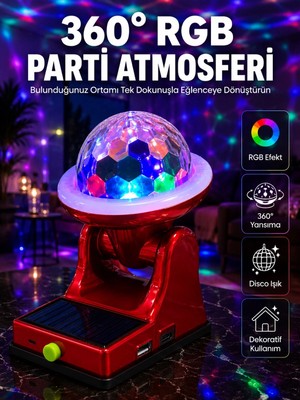 Ronanna 360° Rgb LED Disco Işığı Ayarlanabilir Başlıklı Güneş Enerjili Projektör Lamba