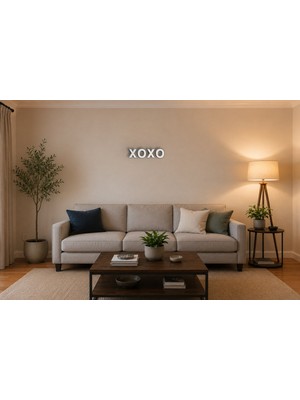 Boyutron Xoxo Modern 3D Baskı Dekoratif Duvar Yazısı Tablo - White - 15 cm Yükseklik