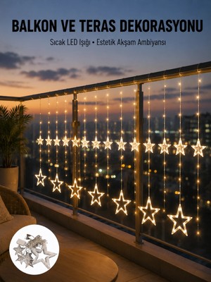 Ronanna Yıldız Figürlü Perde Peri LED 3x3 Metre Dekoratif Işık Yeni Nesil