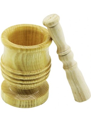 Uravas Store Büyük Boy  Lüx Ahşap Havan Sarımsak Dövecek Ç: 8.3cm--D: 7cm--Y: 12CM Fileli Ambalaj (5047)
