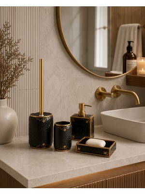 İrya Luxton 4 Parça Banyo Seti Mat Siyah Renkli Şık Tasarım ve Suya Dayanıklı Aksesuarlar