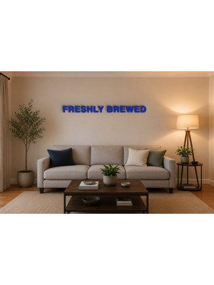 Boyutron Freshly Brewed Modern 3D Baskı Dekoratif Duvar Yazısı Tablo - Navy Blue - 15 cm Yükseklik