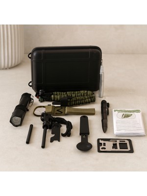 Gees Global 12 Parça Kamp ve Hayatta Kalma Seti (Survival Kit)