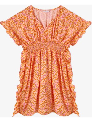 Penti Kız Çocuk Safari Leopar Desenli Ponponlu Kaftan