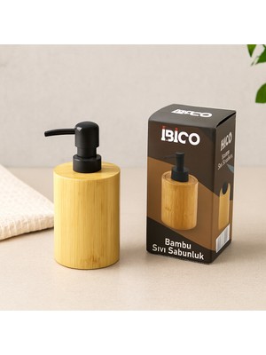 Uravas Store Yuvarlak Bambu Sıvı Sabunluk (Ø7.8 × Y10.8 Cm) - Siyah Pompa