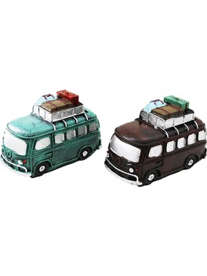 Subutu Nostaljik Otobüs Tasarımlı Biblo Kumbara - Dekoratif Model - Reçine