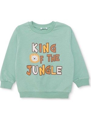 Hellobaby Erkek Bebek Sweatshirt Yazı Baskılı Bisiklet Yaka Uzun Kol