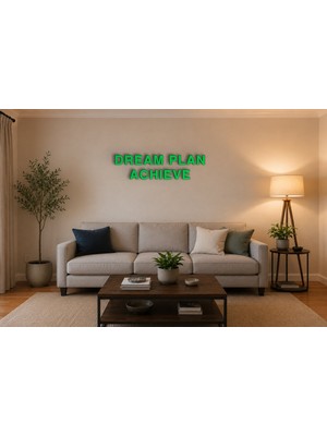 Boyutron Dream Plan Achıeve Modern 3D Baskı Dekoratif Duvar Yazısı Tablo - Green - 15 cm Yükseklik