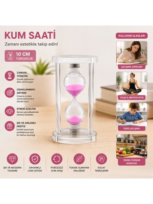 Hediye Bahçesi Küçük Boy Cam Standlı Kum Saati - 10 cm Yükseklik - Dekoratif Süs Eşyası
