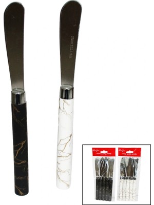 Uravas Store 5 Parça  Uzun Kahvaltı Bıçak - Mermer Desen Saplı 16.5 cm (5047)