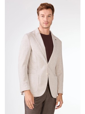 Dufy Erkek Slim Fit Mono Yaka Bej Ceket