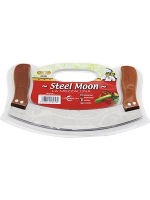 Uravas Store Steel Moon Çift Ahşap Saplı Zırh Bıçak Kesici - Doğrayıcı 24 x 14 x 1,5 cm (5047)
