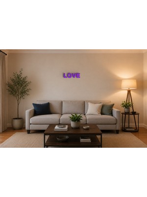 Boyutron Love Modern 3D Baskı Dekoratif Duvar Yazısı Tablo - Purple - 15 cm Yükseklik